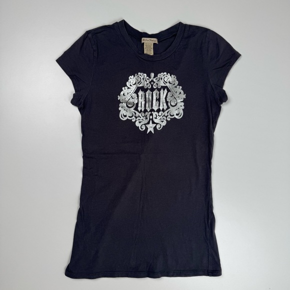 Vintage Y2K One Clothing Gray Rock Baby Tee Size Large Grunge Goth Punk 2000’s - Picture 1 of 8